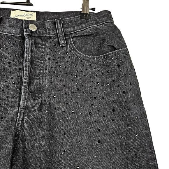 Universal Thread Mid Rise 90s Baggy Embellished Jeans Womens 6R Jeweled Wide - Picture 4 of 10